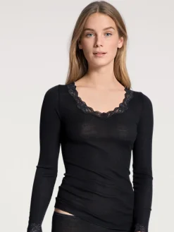 Langarm-Shirt aus Wolle & Seide