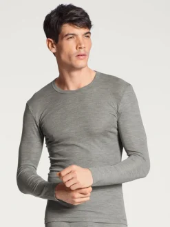 Langarm-Shirt aus Wolle und Seide