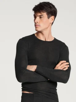 Langarm-Shirt aus Wolle und Seide