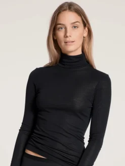 Langarm-Shirt mit Rollkragen aus Wolle-Seide