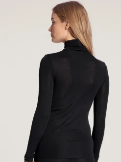 Langarm-Shirt mit Rollkragen aus Wolle-Seide